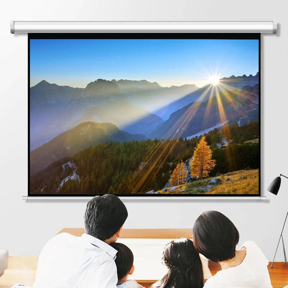 100" Home Movie Manual Projection Screen Pull down Projector White